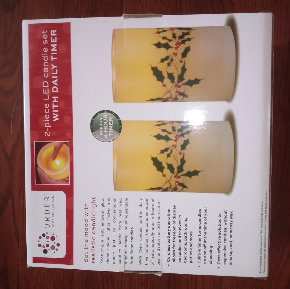 2 Piece LED Candle Set With Daily Timer - Picture 2 of 5